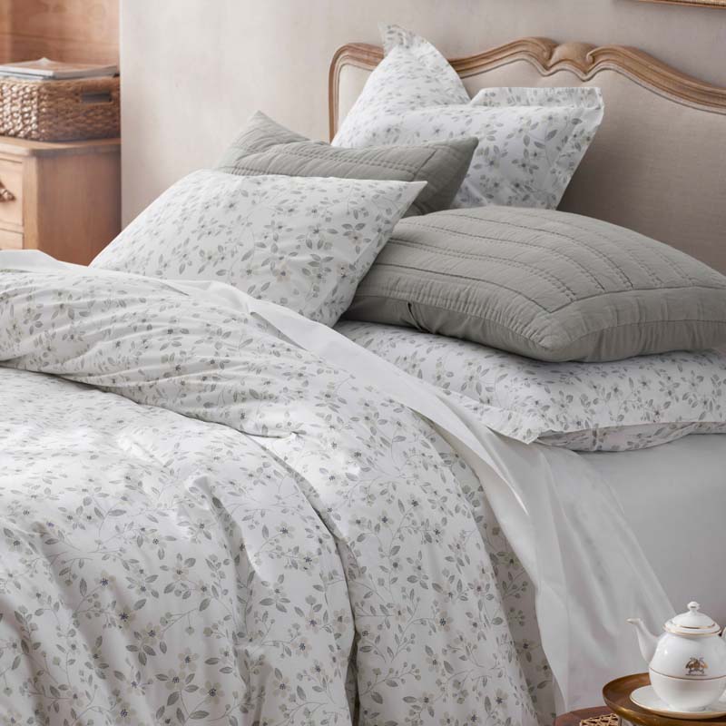 Floral Bliss Garment Washed Cotton Percale Sham - Green, Euro