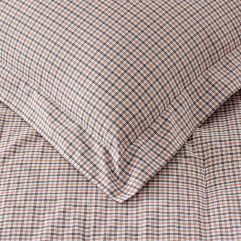 Classic Stripes and Plaids Cool Yarn-Dyed Cotton Percale Comforter - Mini Check Brown, Full/Queen