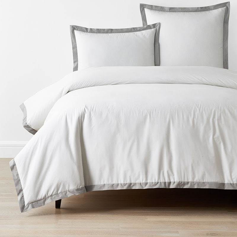 Solid Border Classic Cool Cotton Percale Duvet Cover - Gray Smoke, Twin/Twin XL