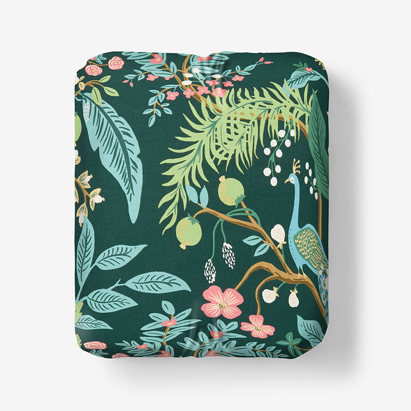 Peacock Classic Smooth Sateen Fitted Bed Sheet - Evergreen, Twin