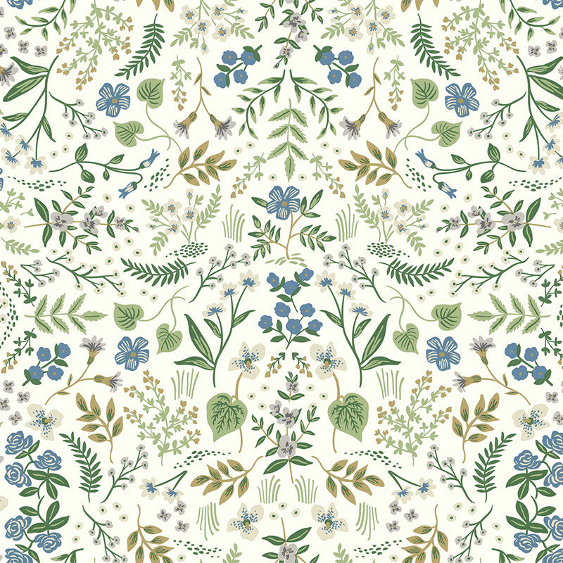 Wildwood Traditional Wallpaper - Blue & Green, Swatch