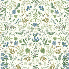 Wildwood Traditional Wallpaper - Blue & Green, Roll