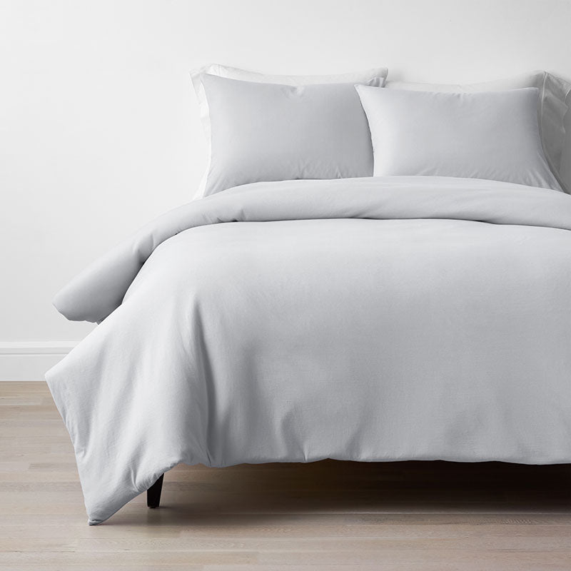T-Shirt Soft Jersey Knit Duvet Cover Set - Light Gray, Full/Queen