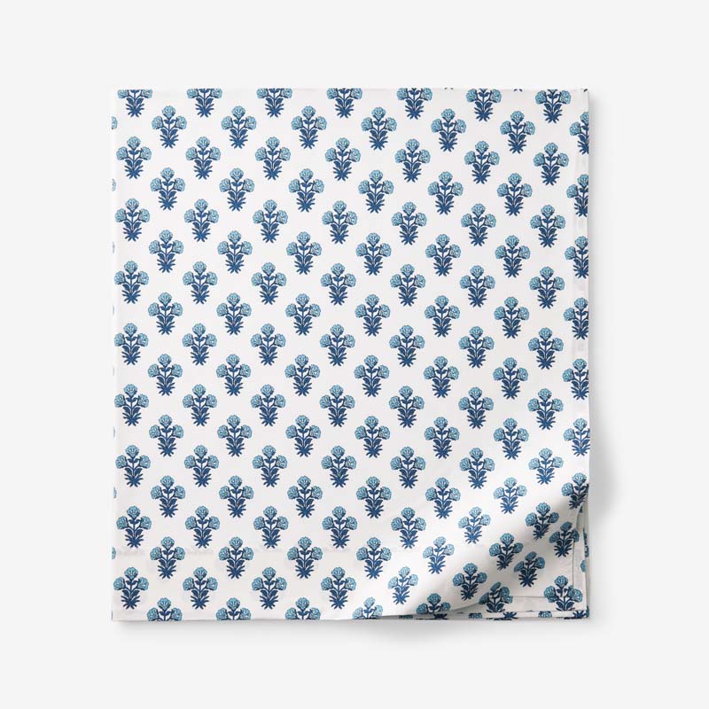 Suhana  Garment Washed Cotton Percale Flat Bed Sheet - Blue, Twin/Twin XL