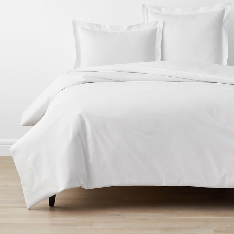 Premium Cool Organic Cotton Percale Duvet Cover - White, Full/Queen