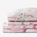 Fancy Unicorns Classic Cool Organic Cotton Percale Bed Sheet Set - Pink Multi, Full