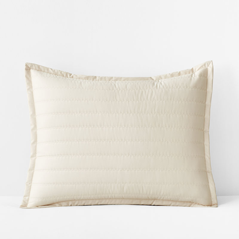Premium Smooth Wrinkle-Free Sateen Quilted Sham - Ivory, King