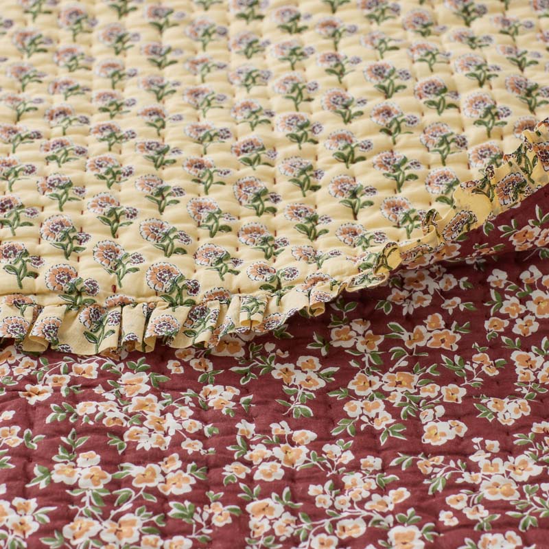 Suhana Reversible Ruffle Quilted Sham - Brick, Standard