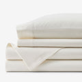 Classic Ultra-Cozy Cotton Velvet Flannel Bed Sheet Set - Ivory, Queen
