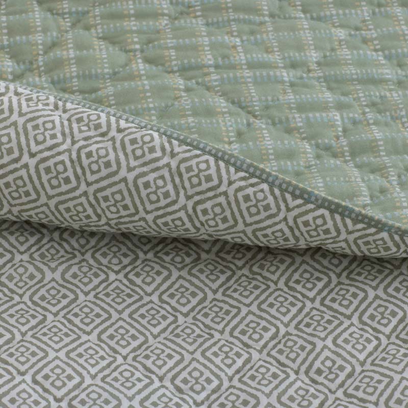 Tira Geo Reversible Quilted Sham - Green, Euro