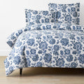 Floral Indigo Garden Classic Cool Cotton Percale Duvet Cover - Blue, Full