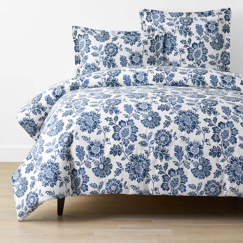 Floral Indigo Garden Classic Cool Cotton Percale Duvet Cover - Blue, Twin/Twin XL