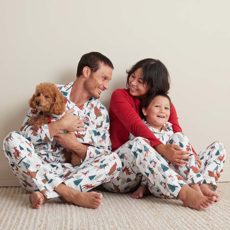 Family Flannel Kid's Button-Down Pajama Set - Winter Skating Animals, 5
