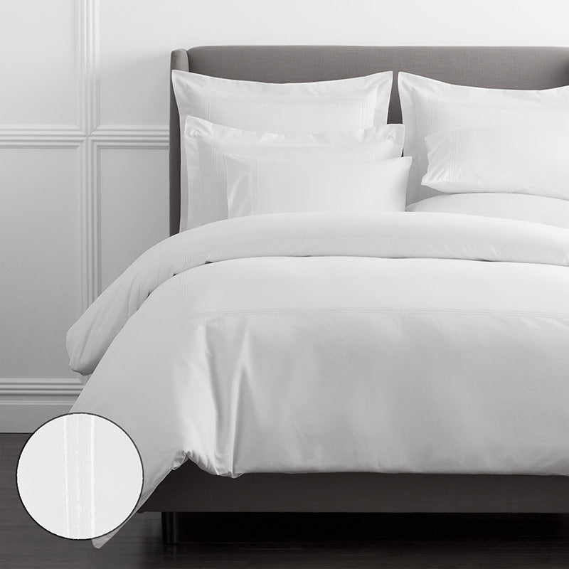 Dorset Stripe Luxe Smooth Egyptian Cotton Sateen Duvet Cover - White, Full