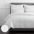 Dorset Stripe Luxe Smooth Egyptian Cotton Sateen Duvet Cover - White, Oversized King/Cal King