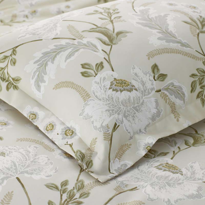 Tranquil Blossom Premium Smooth Wrinkle-Free Sateen Flat Bed Sheet - Antique Beige, King/Cal. King