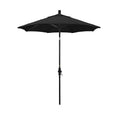 Round Outdoor Patio Umbrella, Fiberglass with Twist Tilt - Black Finish, Black, 7.5'