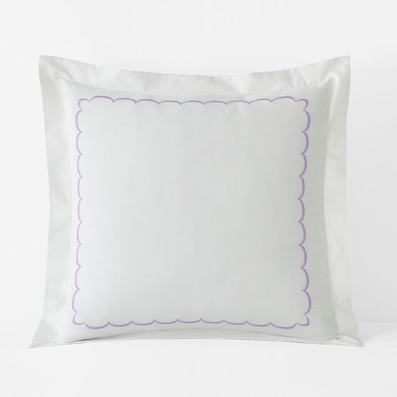 Scallop Embroidered Premium Cool Egyptian Percale Sham - Lavender, Euro