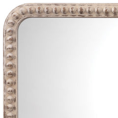 Wood Beaded Mirror - White, Rectangle