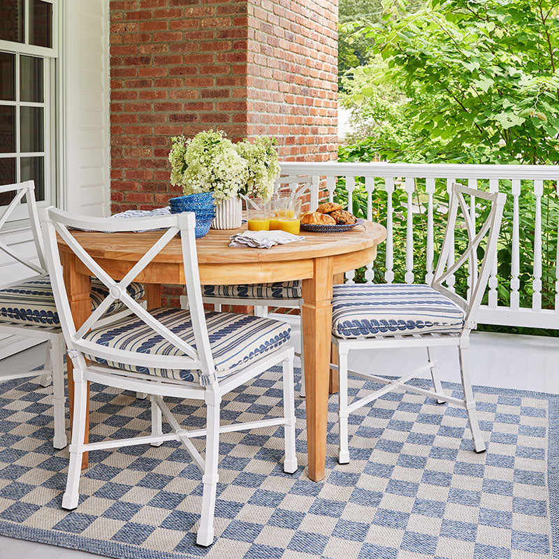 Checkered Outdoor Rug -  Blue, 8' Runner