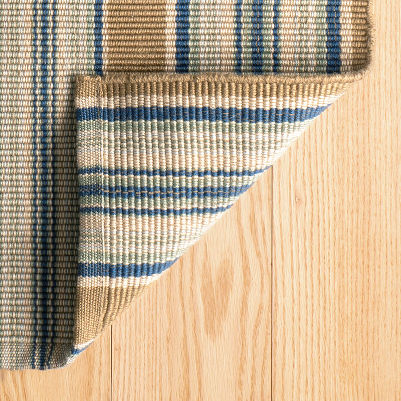 Blue Heron Stripe Handwoven Cotton Rug - Blue, 6' x 9'