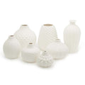 Textured Ceramic Vases, Set of 7 - White