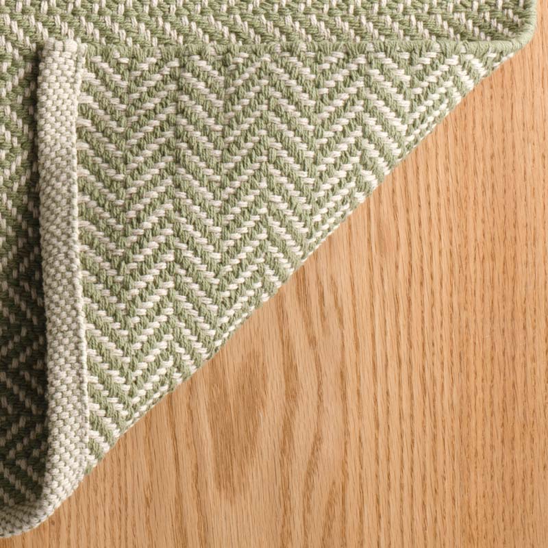 Herringbone Handwoven Cotton Rug - Sage, 5' x 8'