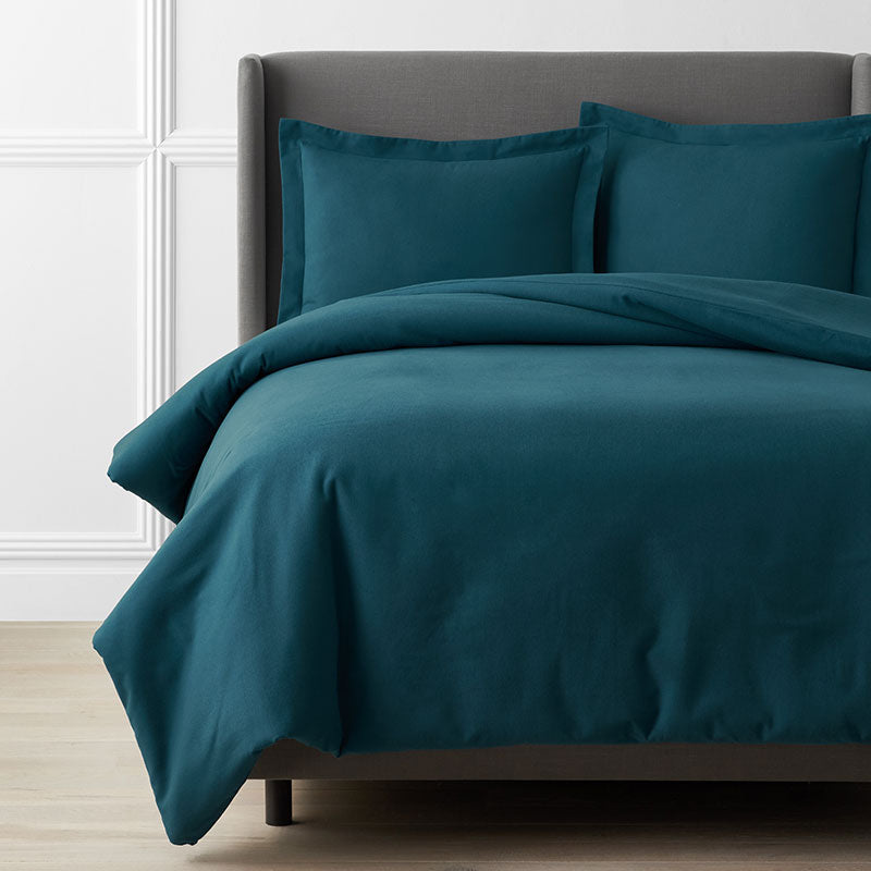 Classic Ultra-Cozy Cotton Velvet Flannel Solid Duvet Cover - Teal, Full