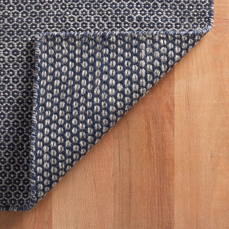 Honeycomb Handwoven Wool Rug -  Indigo, 3' x 5'
