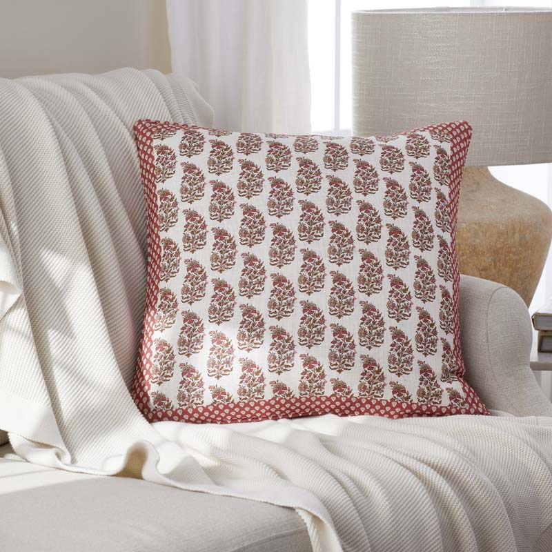 Jiya Reversible Decorative Square Pillow Cover - Red Multi, 20 in. x 20 in.