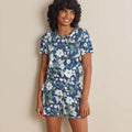Printed Pima Cotton Women's Shorts Set - Twilight Blossom, XS