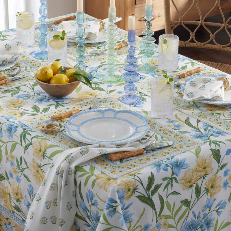 Garden Floral Cotton Tablecloth - Gardenia Mist, 70 in. x 90 in.