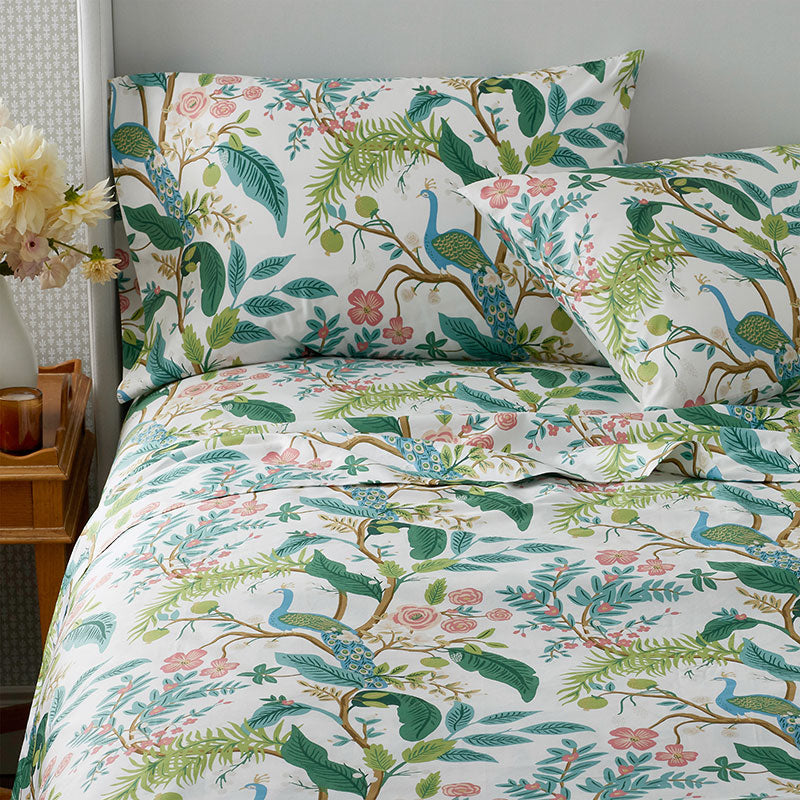 Peacock Classic Smooth Sateen Flat Bed Sheet - Cream, Full