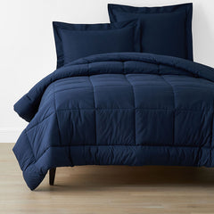 Classic Cool Cotton Percale Comforter - Navy, Full/Queen