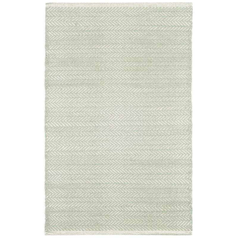 Herringbone Handwoven Cotton Rug - Ocean Green, 2' 6" x 8' Runner