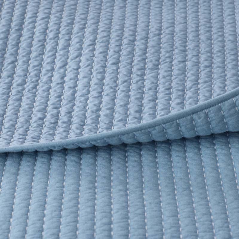 Fara Textured Kantha Quilted Sham - Blue, Euro