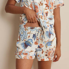 TENCEL™ Modal Jersey Knit Women's Shorts Set - Blue Flora, XS