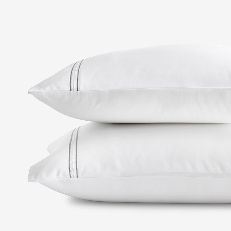 Dorset Stripe Luxe Smooth Egyptian Cotton Sateen Pillowcase Set - Gray, Standard