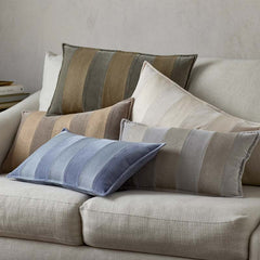 Velvet Linen Stripe Decorative Lumbar Pillow Cover - Taupe, 12 in. x 21 in.