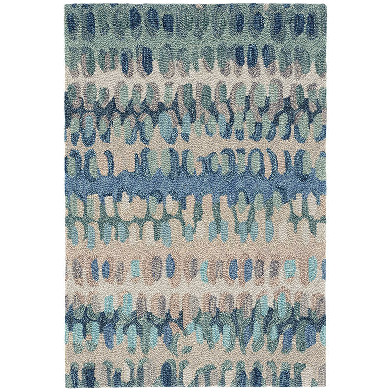 Paint Chip Hand Hooked Wool Rug - Blue, 4' x 6'