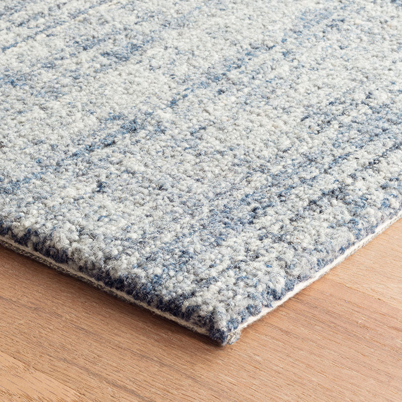 Harris Hand Hooked Wool Rug - Blue/Ivory, 3' x 5'