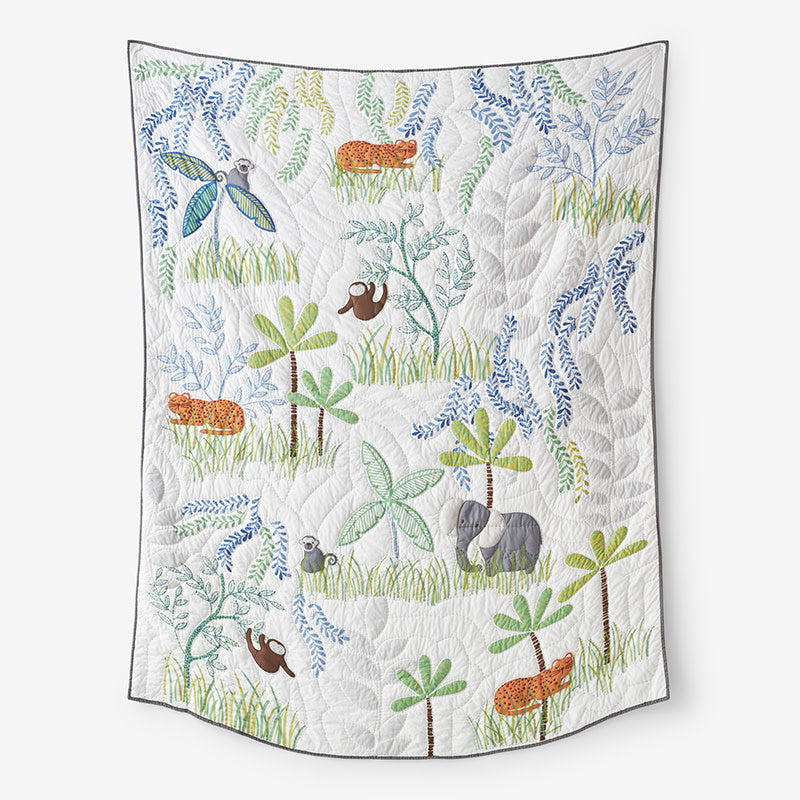 Jungle Quilt - White, Twin