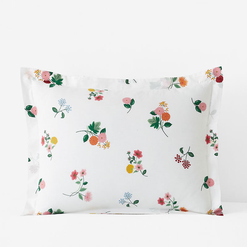 Ditsy Dahlia Classic Cool Cotton Percale Sham - White Multi, King