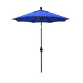 Round Outdoor Patio Umbrella, Fiberglass with Twist Tilt - Black Finish, Pacific Blue, 7.5'