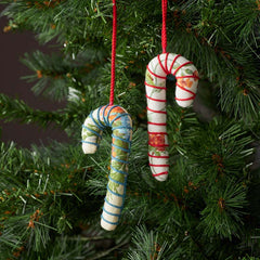 Quilted Ornaments, Set of 2 - Candy Canes