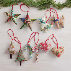 Quilted Ornaments, Set of 2 - Candy Canes