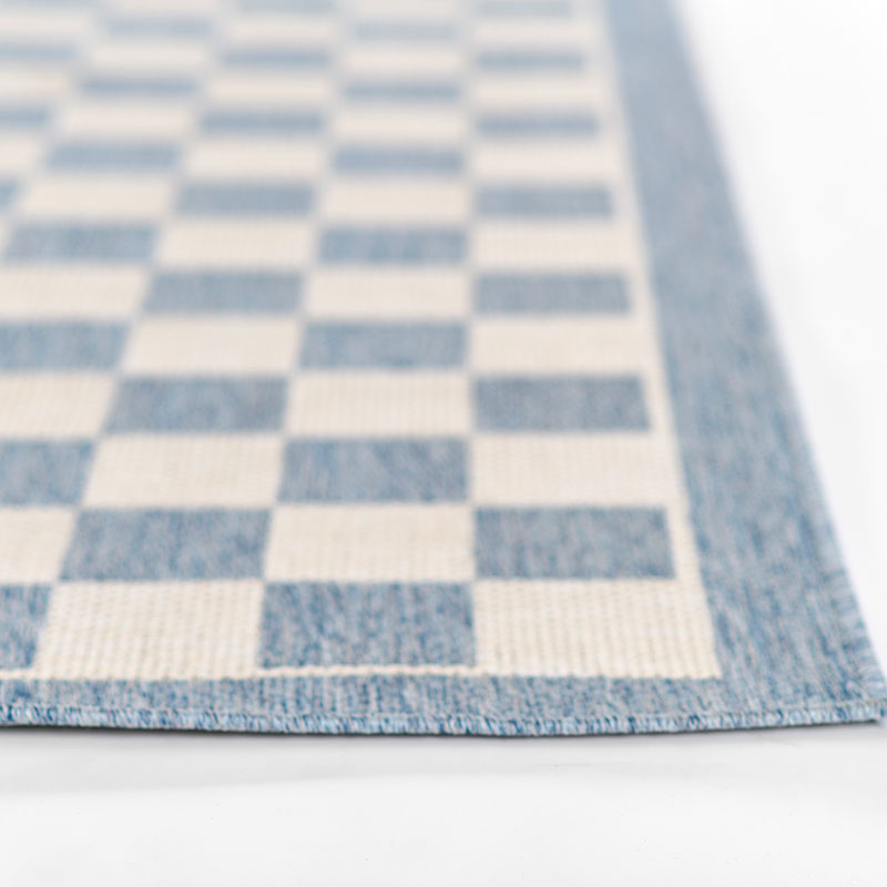 Checkered Outdoor Rug -  Blue, 4' x 6'