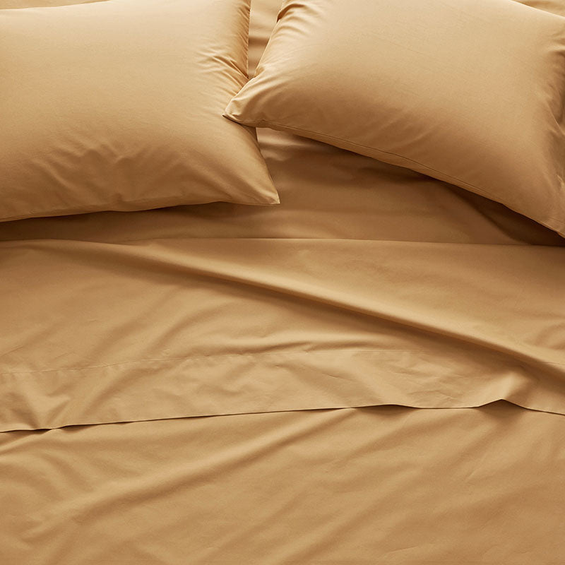 Classic Cool Cotton Percale Bed Duvet Cover - Amber, Full