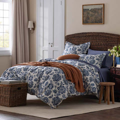 Floral Indigo Garden Classic Cool Cotton Percale Comforter - Blue, Full/Queen