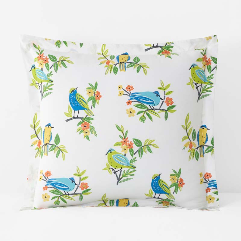 Summer Prints Classic Cool Cotton Percale Sham - Bird Days, Euro